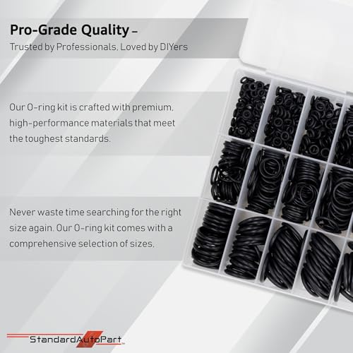 StandardAutoPart Silicone Universal Black O-Ring Sealing Gasket Washer Seal Assortment Set for Automotive & General Plumbling and Faucet Repair (1200Pcs) - style: 1200Pcs