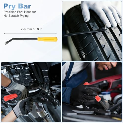 11Pcs Hook and Pick, Straight Head Magnetic Pickup Tool Large Small Hook Short Pry Bar Gasket Scraper for Remove Hoses Gaskets Car Panel Fastener, Yellow - color: Yellow