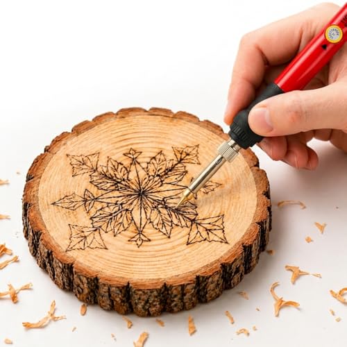 32PCS Wood Burning Kit, Wood Burning Tool – Adjustable Temperature Soldering Iron Tool for DIY, Wood Carving, Embossing, and Craft Projects – Wood Burner Pen Set for Adults and Beginners(Red) - color: Red