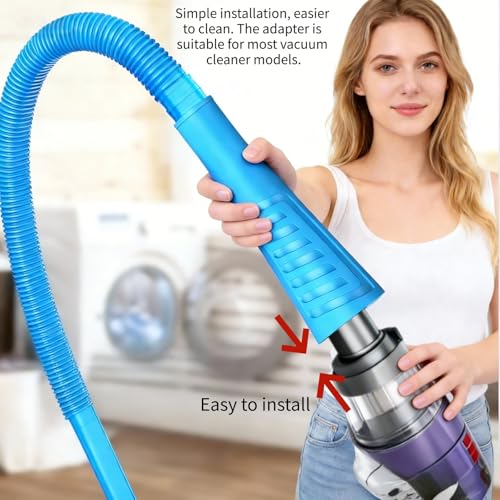 Dryer Vent Cleaner Kit - Universal Vacuum Hose Attachment & Lint Brush, Effectively Clean Clogged Dryer Ducts, Fit Most Vacuums for Dryer, Refrigerator Coils & Behind Appliances - color: Blue