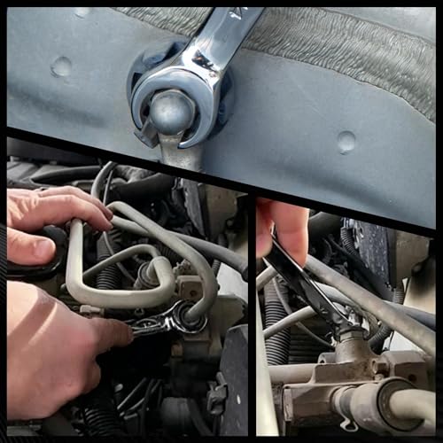 SPEEDWOX 6PCS Flare Nut Wrench Set Double-End Metric Size from 9mm to 21mm 15 Degree Offset Double Open End 45# Steel with Storage Rack for Automotive Brake Line, Fuel Line & Plumbing