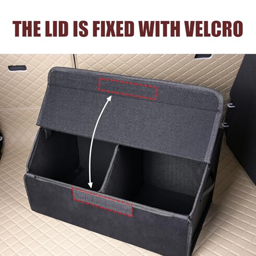car organizers and storage for SUV,trunk organizer for sedan, leather foldable sleek box with lid,collapsible cargo bins, tool accessories containers,Collapsible Suede velvet (18 inch Covered) - size: 18 inch Covered