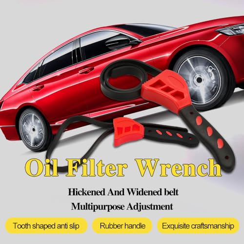 2PCS Oil Filter Wrench Set, Car Rubber Strap Wrenches, Adjustable Rubber Strap Wrench, 6in+ 8in Automotive Multifunctional Belt Wrench for Mechanics Plumbers