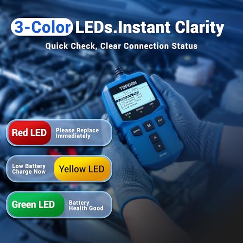 TOPDON Car Battery Tester 12V Automotive, BC100 Alternator Diagnostic Tool | 100-2000 CCA Load Tester,2026 New 3 in 1 Charging & Cranking Analyzer for Car Truck Motorcycle ATV SUV Boat Yacht and More
