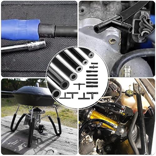 Shineyoo Silicone Vacuum Tubing Hose 6.6 FT 6PCS With Vacuum Connector 12 Sizes 128PCS, 1/8" 5/32" 3/16" 1/4" 5/16" 3/8" ID High Performance 130PSI, Engine Automotive Vacuum Silicone Hose Line Kits - size: 1/8"+5/32"+3/16"+1/4"+5/16"+3/8"+Connector
