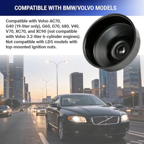 86mm 16 Flutes Oil Filter Wrench Replacement for BMW and Volvo, Oil Filter Socket Wrench Kit, Housing Caps to Change Oil Filter Cover Removal Tool