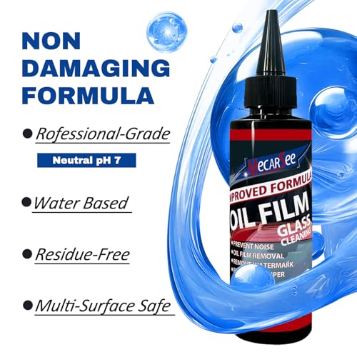 Oil Film Remover Streak Free Glass Cleaner, Car Truck SUV Window Spray 4oz | Windshield Anti-Fog Rain Repellent, Removes Grease Silicone Water Spots Road Grime, Home Use Mirrors Interior Exterior