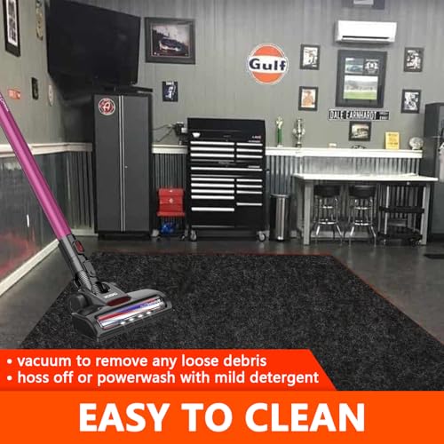 Non-Slip Garage Floor Mat for Under Car, 7'4"x17' Extra Large Absorbent Oil Garage Parking Mat, Waterproof Backing, Reusable, Washable, Protects Floor from Snow, Rain and Mud for Cars - size: 7'4"x17'