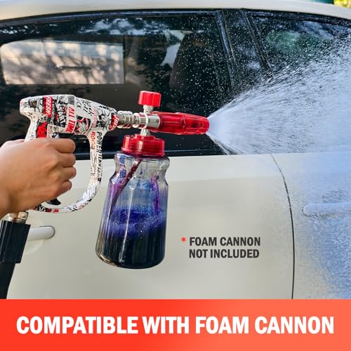 Bear Force High Pressure Washer Gun 3000 PSI Max, Power Washer Short Gun M22-ID14mm with 1/4“ Quick Connector, Car Wash, Car Cleaning, Car Care Detailing - size: A. Single Gun