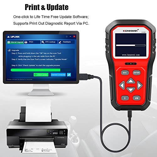 KONNWEI KW860 OBD2 Scanner Car Code Reader Diagnostic Scan Tool with Enhanced Live Data Stream and Upgraded Graphing Battery Status Check Function - color: KW860