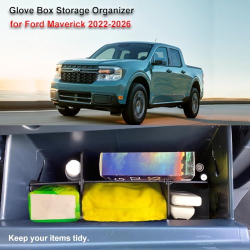 Car Storage Organizer for Ford Maverick 2026 2025 2024 2023 2022 Glove Box Organizers Insert Compartment Tray ABS Black Dividers for Ford Maverick Accessories