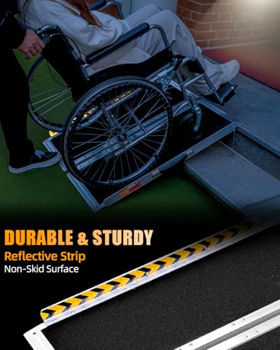 VNN Portable Wheelchair Ramp 3FT, Non-Slip Aluminum Ramps for Wheelchairs for Home, Handicap Wheelchair Ramps for Home Steps, Aluminum Loading Dock Plates, Doorways, Curbs, Stairs - size: 3FT (Usable height 3-9 inch)