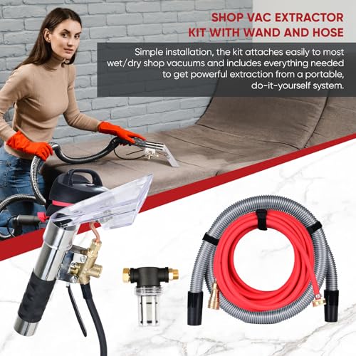 Shop Vac Extractor Kit, Universal Extractor Hose Kit for Shop Vac, Extractor Vacuum Attachment With 25FT Water Line and 10 FT Vacuum Hose & Adapter for Carpet Cleaning