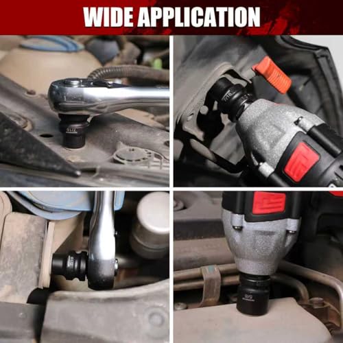 MIXPOWER 11-Piece 1/2" Drive Stubby Impact Socket,CR-MO,3/8"-1",6-Point,SAE,Radius Corner Design, Axle Nut Impact Grade Socket for Easy Removal - size: 1/2" Drive / SAE Set