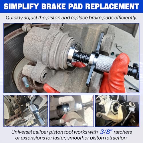 DASBET 5PCS Brake Caliper Wind Back Tool Set | Car Brake Piston Rewind Tool Kit for Rear Brake Pad Replacement, Auto Brake Caliper Piston Wind Back Tool