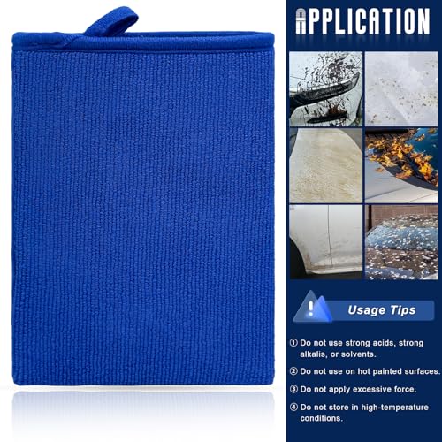 2 PCS Car Clay Mitt, Anti-Scratch Microfiber Auto Detailing and Polishing Clay Towel, Reusable Cleaning Clays Bar Glove for Cars SUVs Motorcycles, Car Accessories (Blue) - color: Blue