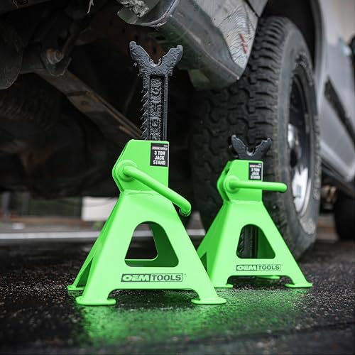 OEMTOOLS 24852 3 Ton Jack Stands, Jack Stands 3 Ton for Cars, SUVs, and Light Trucks, 11 to 16-1/2 Inch Adjustable Height, Ratcheting Design, Welded Foot Pads