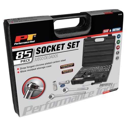 Performance Tool W1183 SAE/Metric 85-Piece Socket (1/4-Inch, 3/8-Inch & 1/2-Inch Drive) & Bet Set - size: 85-Piece (Pack of 1), style: Socket & Bit Set