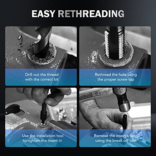 Orion Motor Tech Thread Repair Kit, SAE and Metric Thread Restorer Kit with HSS Drill Bits Inserts Taps Break Off Tools, Rethreading Tools in 1/4" 5/16" 3/8" 7/16" 1/2" & M5 M6 M8 M10 M12 Sizes - size: Metric & SAE Set