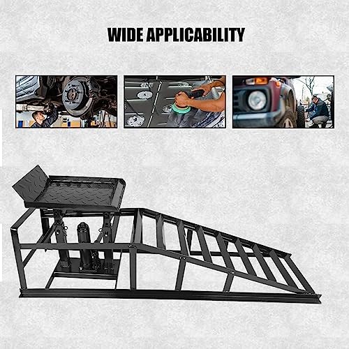 1 Pack Automotive Car Service Ramp 5T 10000lbs Low Profile Car Lift Service Ramp Truck Trailer Garage 5 Tons, Hydraulic Vehicle Ramp - color: Black, size: 1 Pack