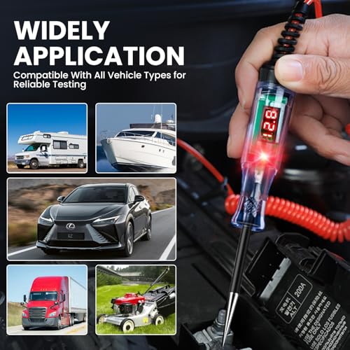 Test Light 3-48V Automotive Digital Fuse Tester – Automotive Voltage Tester with LED Display, Piercing Probe, Electrical Voltage Test Pen for Car, Truck, RV, Boat Circuit Testing 6V 12V 24V
