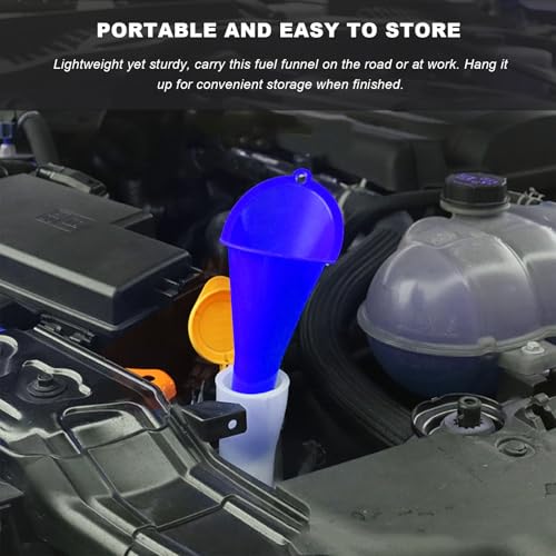 Sun Walker 2PCS Oil Funnel, Multi-Purpose Plastic Engine Oil Funnels with Long Neck, Automotive Spill Saver Funnel for Filling Fuel Diesel Lubricant Coolant & Other Liquids (Blue) - color: Blue