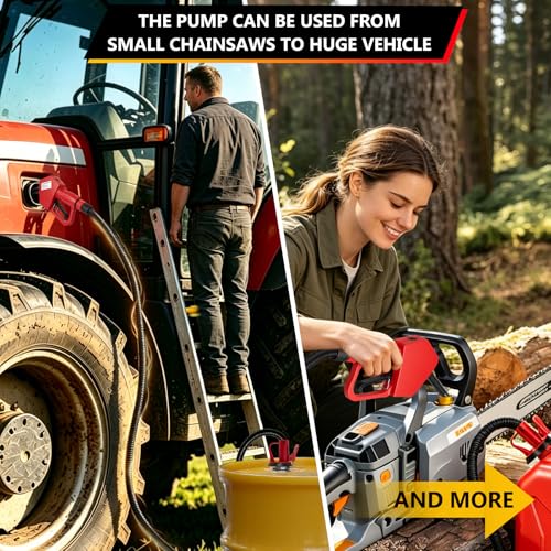5GPM Fuel Transfer Pump with Auto-Stop & Hand Nozzle, 118'' pumping lift, fit different jug size and depth barrels,no adapters needed,portable gas pump,barrel pump for Gasoline, Diesel, Kerosene - size: 118''-5GPM