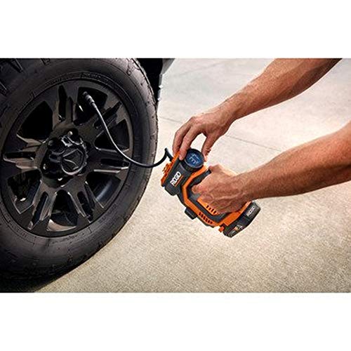 RIDGID 18V Digital Inflator - Battery & Charger Sold Separately - 150 PSI, 150 L/min, 20" Hose - Orange - Automatic, Battery Powered - Air Pump | Battery and Charger Sold Separately - Not eligible for the Lifetime Service Agreement
