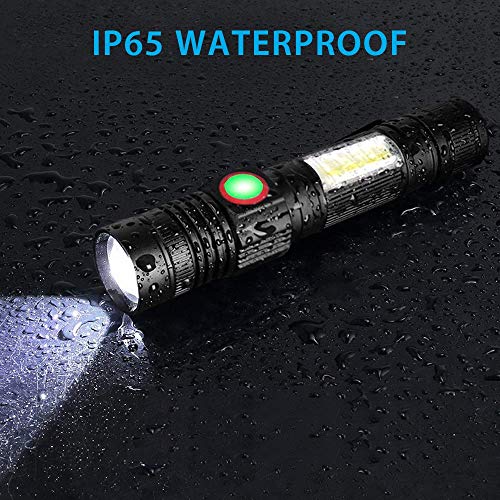 Hoxida Rechargeable Flashlight(Battery Included), Magnetic LED Flashlight with COB sidelight, 1200 Lumen Super Bright LED, Waterproof, Zoomable, 4 Modes Best Flashlight for Camping, Emergency - color: 1pack Magnetic flashlight