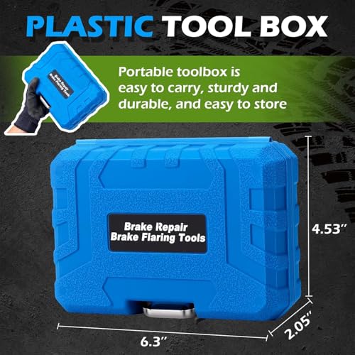 Brake Line Flaring Tool Kit 7-Piece, 3/16" 1/4" SAE Double & Bubble Flare Tool, 45° Flaring Tool for Brake & Fuel Lines, 3/16 Brake Flare Tool for Automotive Hydraulic Repair,Blue