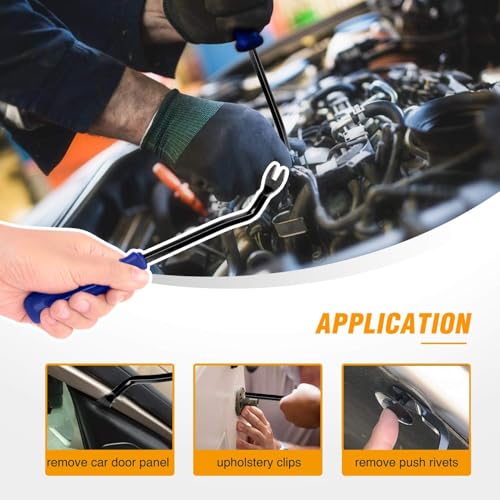 GOOACC Car Panel/Upholstery Remover Ergonomic Stainless Steel Fastener Remover - Easily Removes Plastic Fasteners Reduces Damage to Panels and Loss of Clips Blue - color: Blue, size: 1Pc Remover