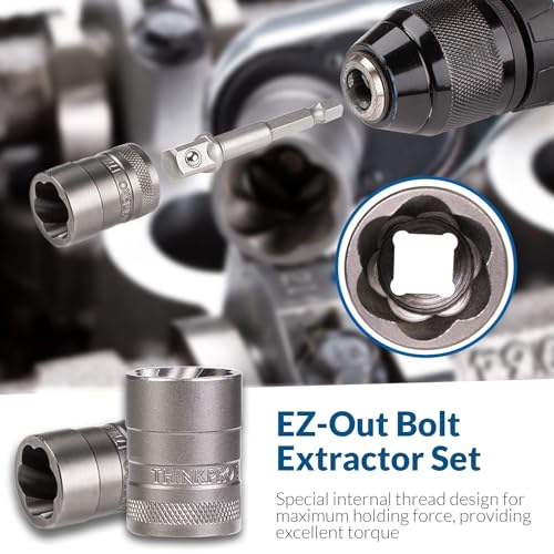 Screw & Bolt Extractor Set and Left Hand Drill Bit Kit, 54 PCS | Easy Out Stripped Screw Remover, Hex Adapter, Lug Nut Remover, For Broken, Damaged, Rusted, Rounded-Off Studs - color: 54-piece