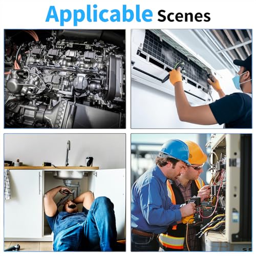 Endoscope Camera with Light 1920P HD Three Lens Borescope with 8 LED Lights, IP67 Waterproof Snake Sewer Tools 5" Inspection Camera,16.4ft Semi-Rigid Drain Endoscope (16.4FT Three Lens-Blue) - size: 16.4FT Three Lens-Blue