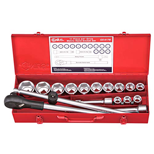Genius Tools 17 Piece 3/4" Dr. Metric Hand Socket Set GS-617M
