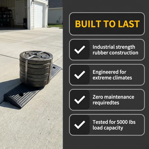Rubber Curb Ramps 2" Rise 2 Pack for Driveway Wheelchair Riding Mower Doorways Threshold Garage Sidewalks,Ramps for Car Truck Motorcycle Bike,7000lbs Load Capacity - size: 2"inch