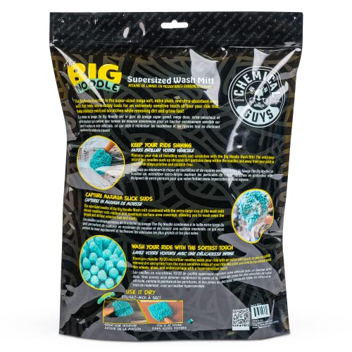 Chemical Guys MIC513 Big Noodle Chenille Microfiber Scratch Free Supersized Car Wash Mitt for Cars, Trucks, SUVs, RVs & More, Turquoise (11" x 12") (Pack of 12) - size: Large (Pack of 12)