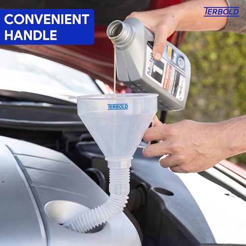Automotive Flex Funnel with Hose | Wide Mouth Flexible Oil Funnel for Automotive Use - Gas, Transmission Fluid, Car Fuel, Oil Change (Clear) - color: Clear