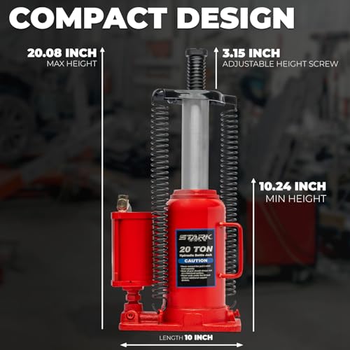 Stark USA 44,000 LBS Low Profile Air Hydraulic Manual Bottle Jack Hoist, 20-Tons Heavy Duty Air Bottle Auto Truck Manual