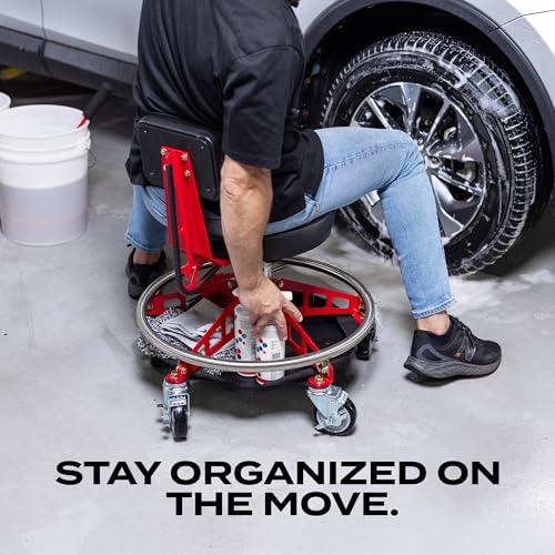 Vyper Industrial Tool Tray Accessory for EZ-Lift Shop Chairs | Heavy-Duty Steel Under-Seat Tool Organizer with Rubber Mat, For frequently used tools, parts, and hardware