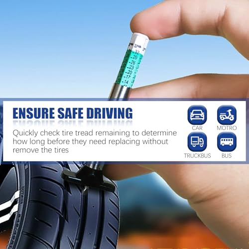 3PCS Digital Tire Tread Depth Gauge and Brake Pad Measuring Tool, Color Coded Ruler Automotive Handheld Gauge for Car Truck Motorcycle Bus Brake Lining Thickness Measurement