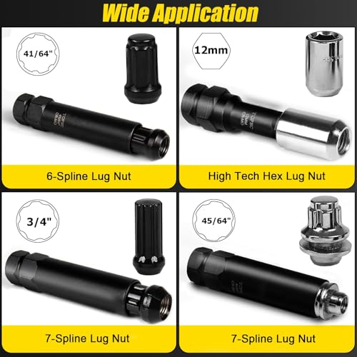 Topec 16-Piece Locking Lug Nut Master Key Set | 5, 6, 7, 12 Spline Socket Set, Star and Internal Hex Style Lug Nut Key Set, CR-MO Steel (Not for Hex, Deep, Large-Size, and 10-Spline)