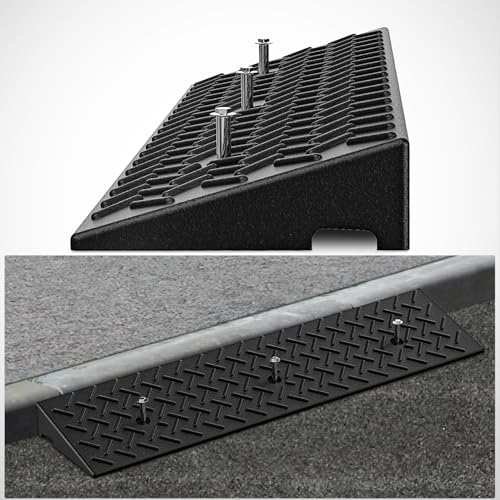 Nilight 2.4 Inch Rise Rubber Curb Ramp, 3300lbs Load Capacity | Heavy Duty Driveway Threshold Shed Ramp for Sidewalk Cars Lawn Mower Motorcycles - size: 2.4" Rise