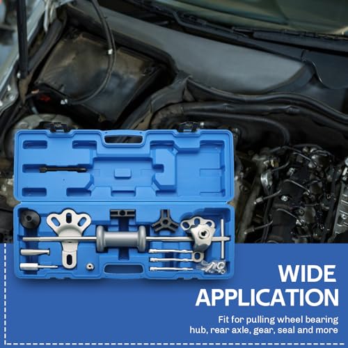 DASBET 9-Way Slide Hammer Puller Set | 19PCS Front Wheel Hub Bearing Remover & Rear Wheel Axle Hub Dent Shaft Puller Tool Kit, Dent Hub Gear Puller Remover Set