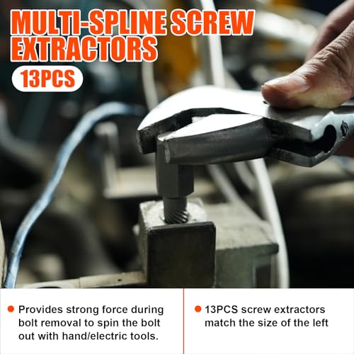 72Pcs Bolt Extractor Kit,Left Hand Drill Bit,Easy Out Screw Bolt Extractor | Heavy Duty,Durable&Resistant Damage,Solve Broken Screw Nuts,Multiple Size Options,for Men's Gift,Home Mechanical DIY - size: 72PCS