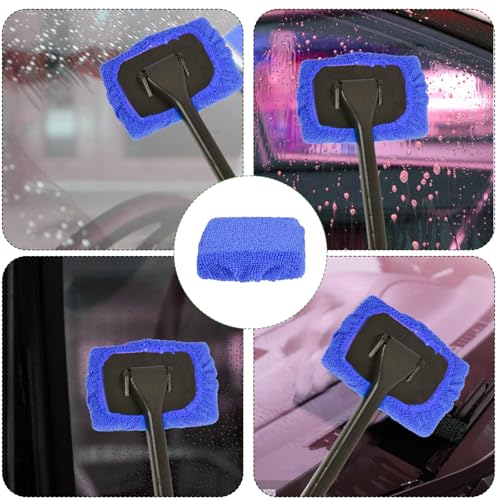 5 PCS Microfiber Cleaning Cloth for Windshield Cleaner, Reusable Microfiber Pads for Car Window Cleaning Tools, Interior Auto Glass Bonnets, Soft Lint-Free Washing Covers Fit 4X6 Inch Tools (Blue)