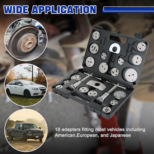DASBET 24pcs Heavy Duty Disc Brake Caliper Tool Set | Disc Brake Caliper Compressor Wind Back Tool Brake Spreading Tools (Black, 24pcs) - color: Black, size: 24pcs