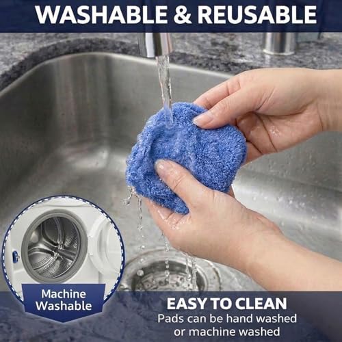2-Pack Windshield Cleaner Tool, Extendable Handle Auto Detailing Kit with 8 Washable Microfiber Pads & Spray Bottle, Professional Home & Car Window Glass Duster, 180° Swivel Head