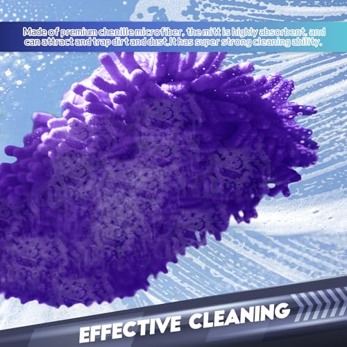 wuyaoyao 2PCS Car Wash Mitt, 10.14"×7.12" Chenille Microfiber Car Wash Mitts, Scratch-Free & Lint-Free, Absorbent Double Sided Clean Glove for Cars Cleaning, Auto Cleaning Supplies (Dark Purple) - color: Dark Purple