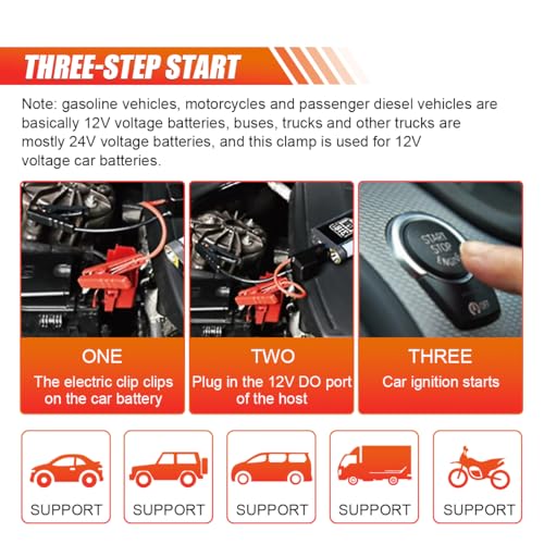 EC5 Car Jumper Starter Cable with Battery Clamps, 12V Car Jumper Cable Alligator Clip to EC5 Connector with 10 AWG Wire, Portable Emergency Automotive Jump Starter Battery Booster Cables(2 Pack) - size: 2Pack