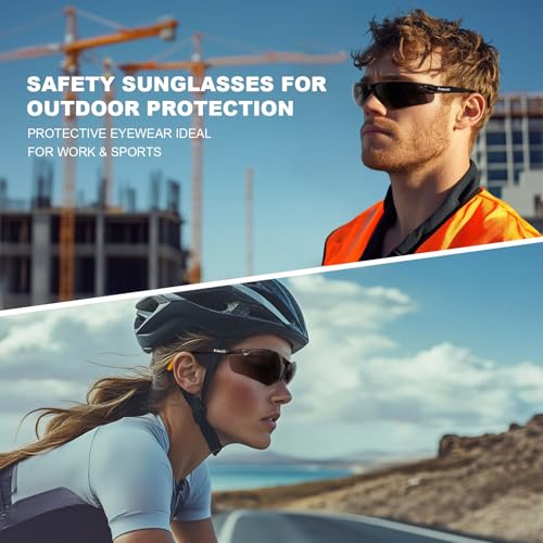 ProtectX Safety Glasses for Men & Women, Safety Sunglasses with Anti-Fog Scratch Resistant Lenses, Non-Slip Grips, ANSI Z87.1 - color: Olympus Tinted Smoke 3 Pk